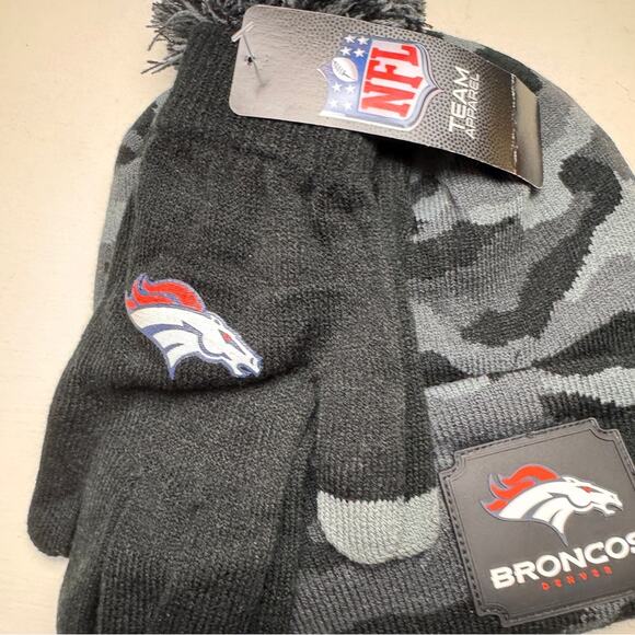 Denver Broncos Athletic Sporty Fan  Camo Theme Hats & Gloves Matching Set Sz OS - Picture 8 of 9
